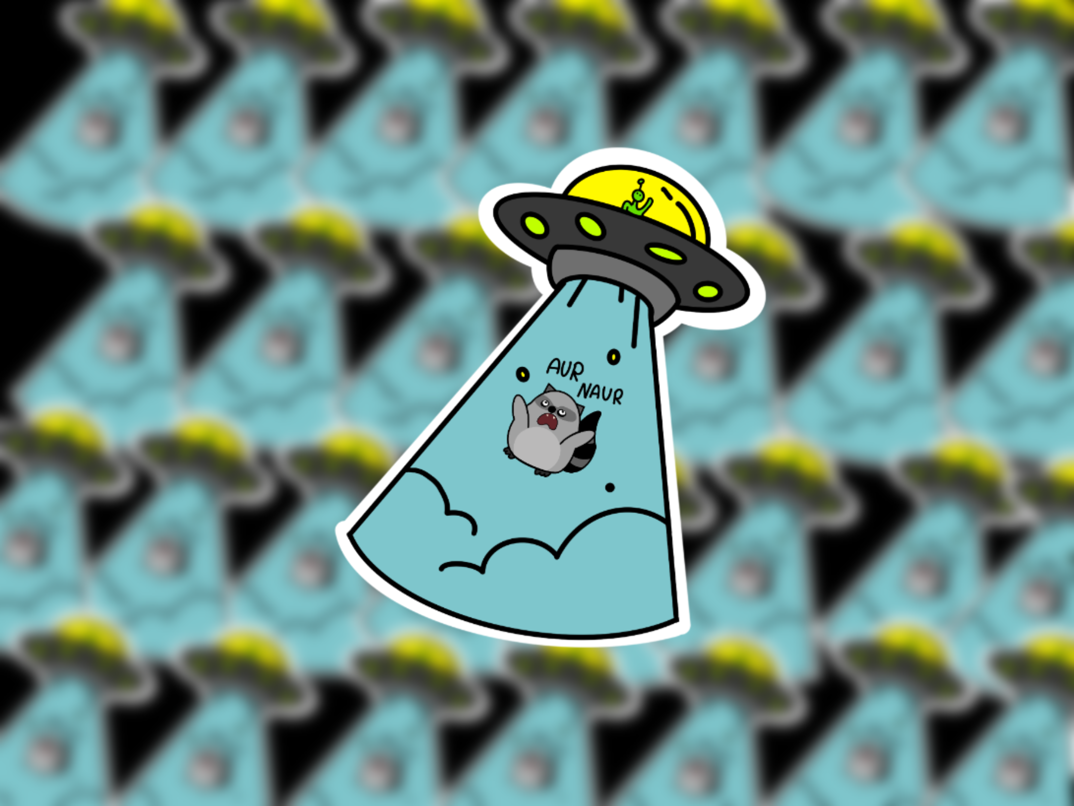 UFO Raccoon Abduction Sticker